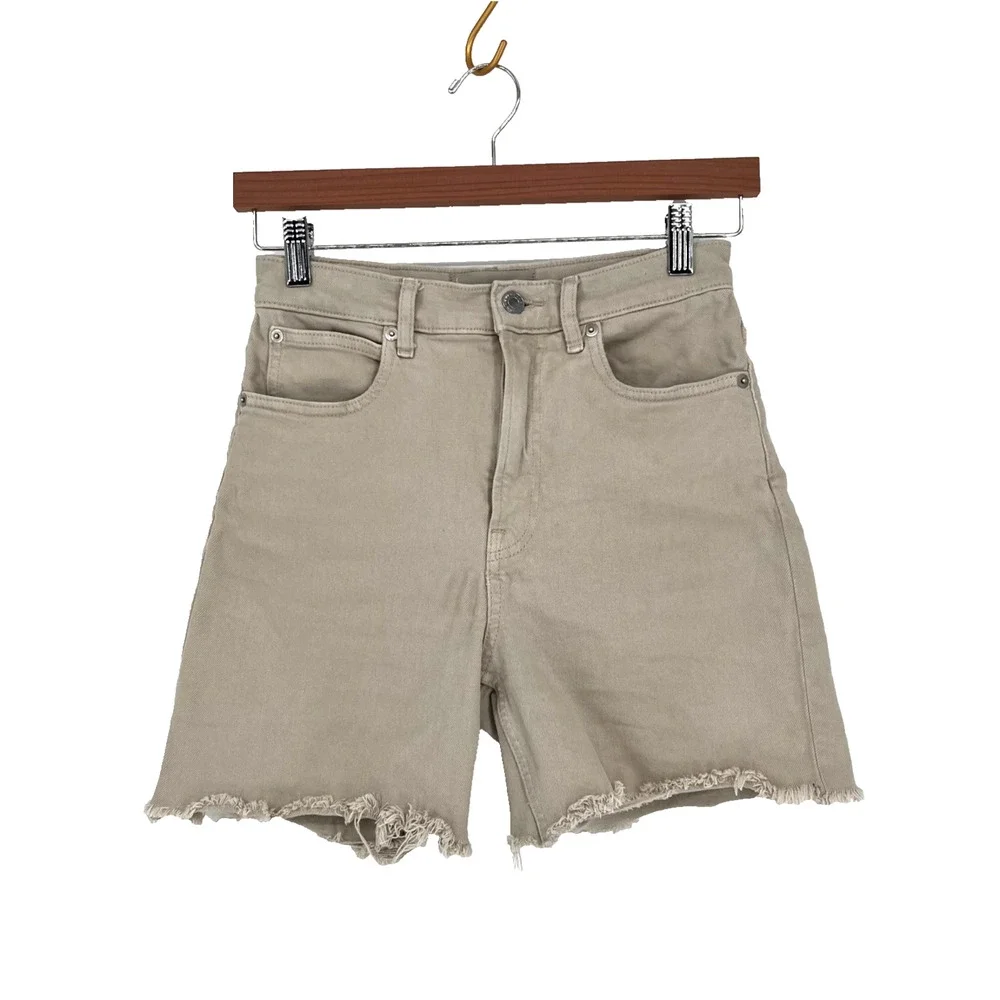 Everlane The Way High Cutoff Shorts size 25 Flax Denim